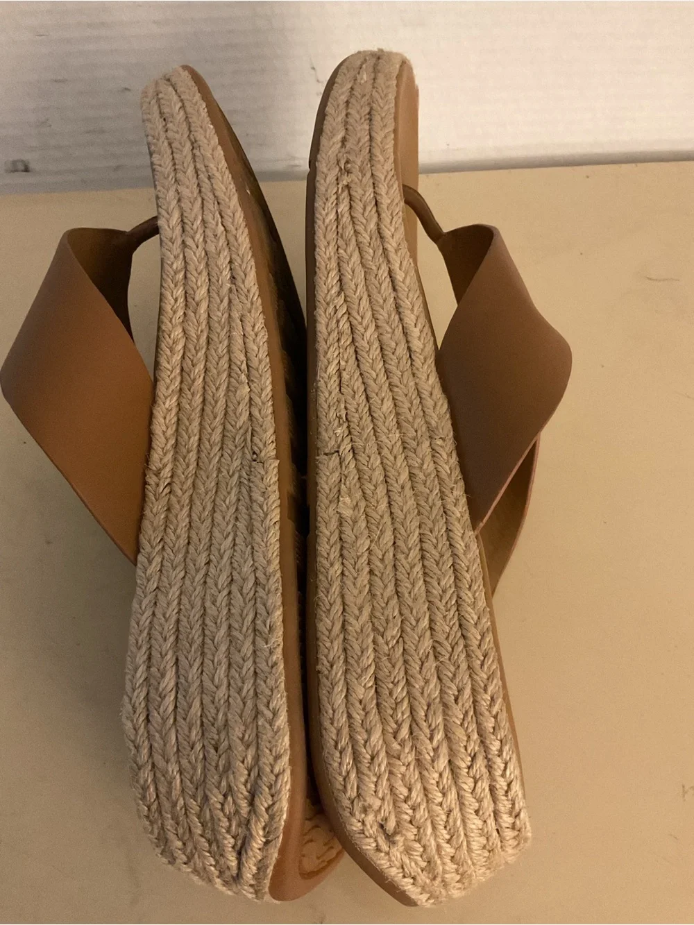 Fitflop women chestnut leather platform F-mode espadrille sandals US 11